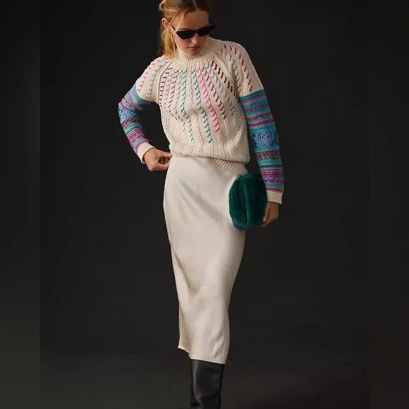 Anthropologie Wendy Wurtzburger Stitch Mix Fisherman Crewneck Sweater Small NWT - Picture 5 of 16